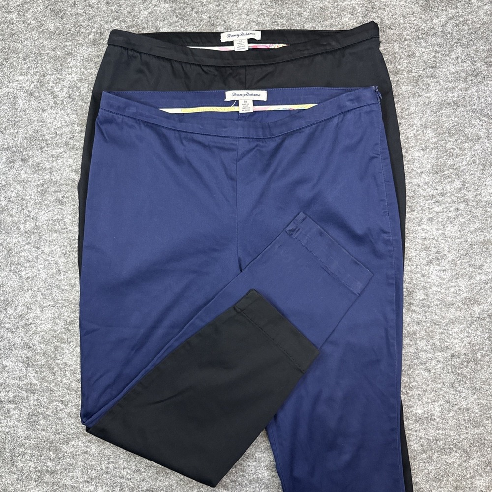 Tommy Bahama ankle pants women's 10 black blue Lot of 2 side zip business casual